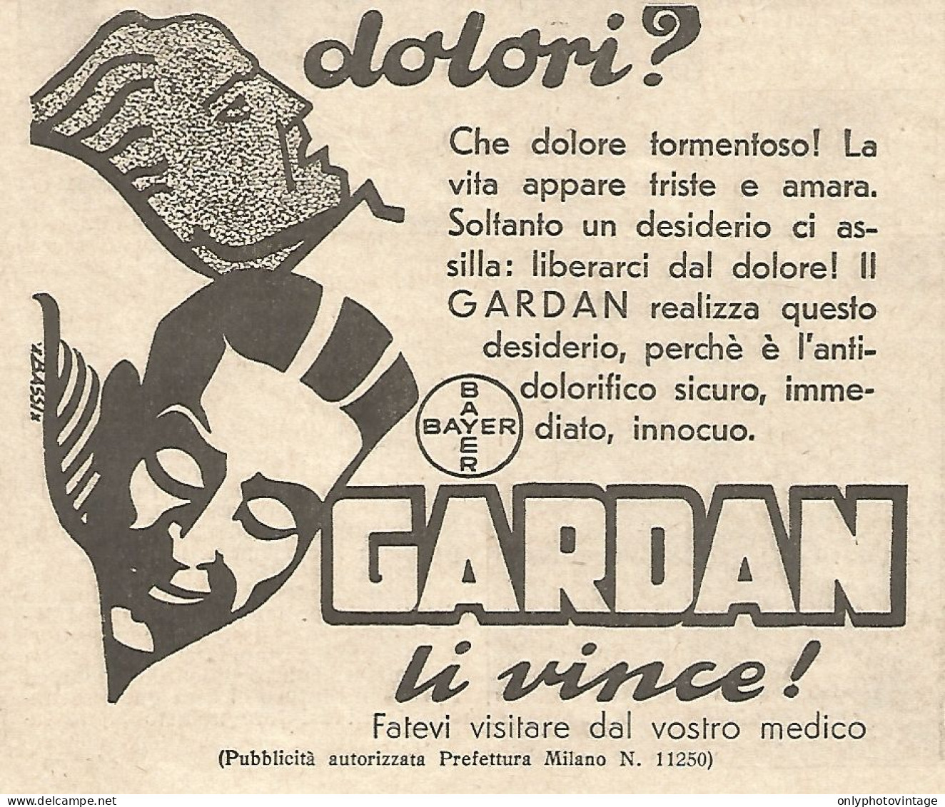 Dolori ? GARDEN Li Vince - Illustrazione Di Bassi - Pubblicità Del 1934 - Publicités