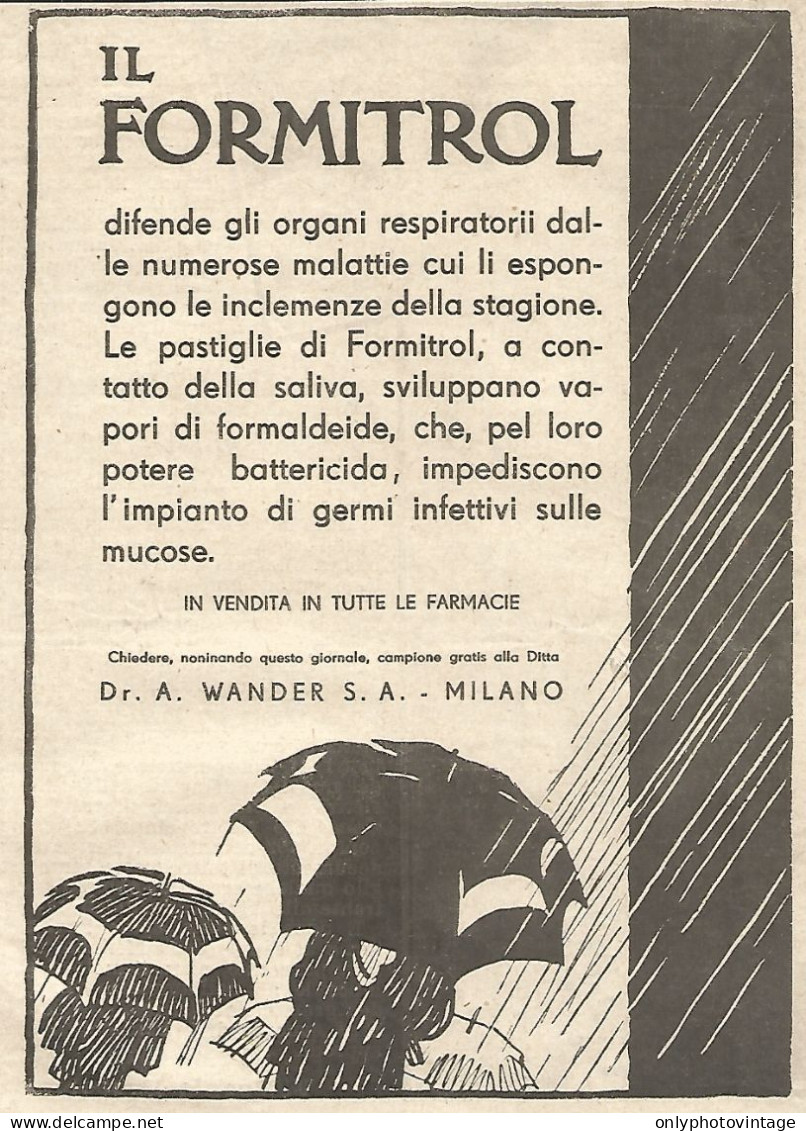 FORMITROL Difende Gli Organi... - Pubblicità Del 1934 - Vintage Advert - Publicités