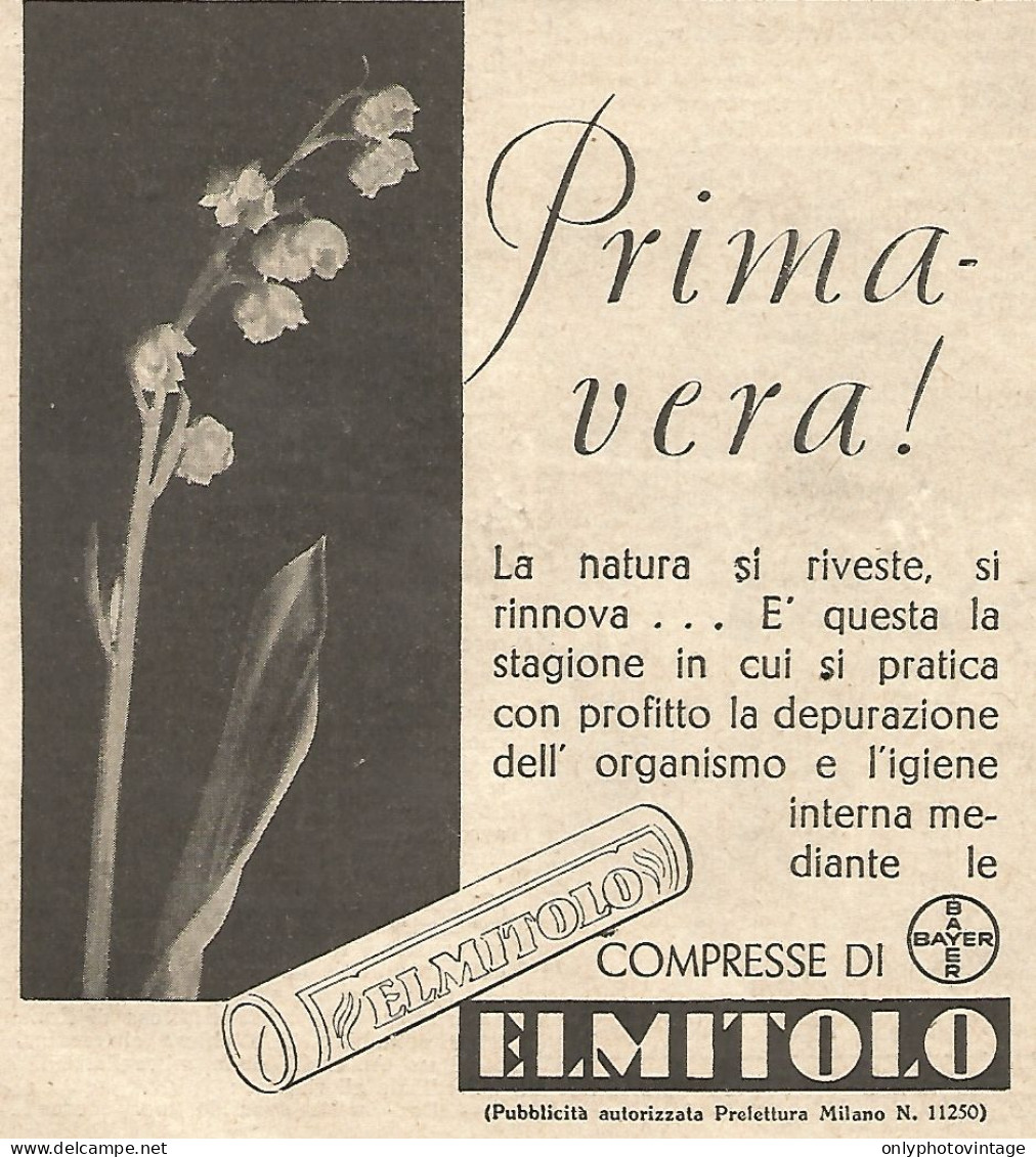 ELMITOLO - Bayer - Primavera!... - Pubblicità Del 1934 - Vintage Advert - Advertising