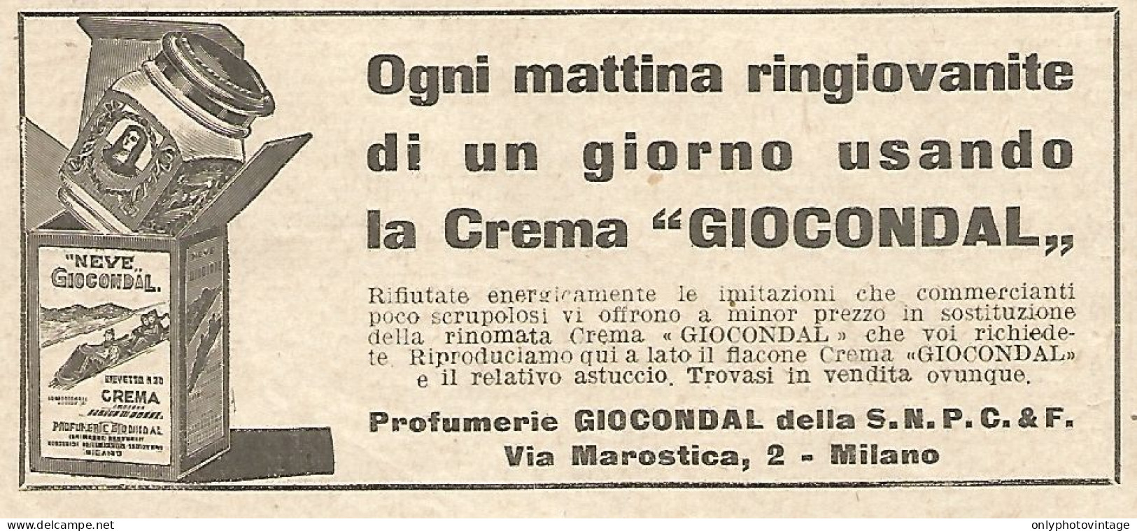 Crema GIOCONDAL - Pubblicità Del 1934 - Vintage Advertising - Publicités