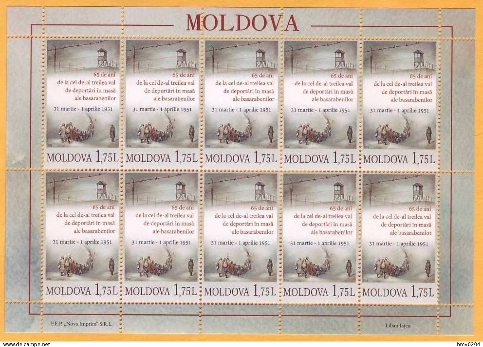 2016  Moldova Moldavie Moldau  Deportation Of 1951. USSR Stalin. Bessarabia. Basarabia Sheet Mint - Moldova