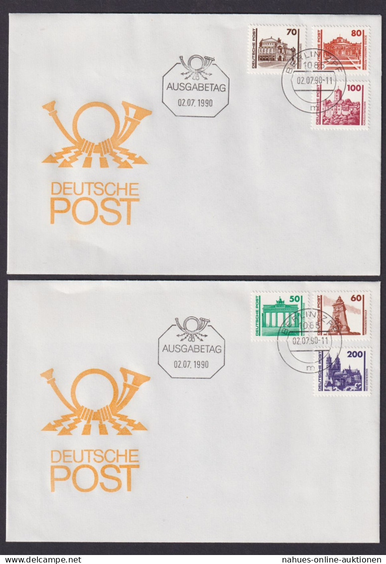 DDR 3344-3352 Bauwerke Drei Luxus FDC Ausgabetag 02.07.1990 Berlin KatWert 30,00 - Lettres & Documents