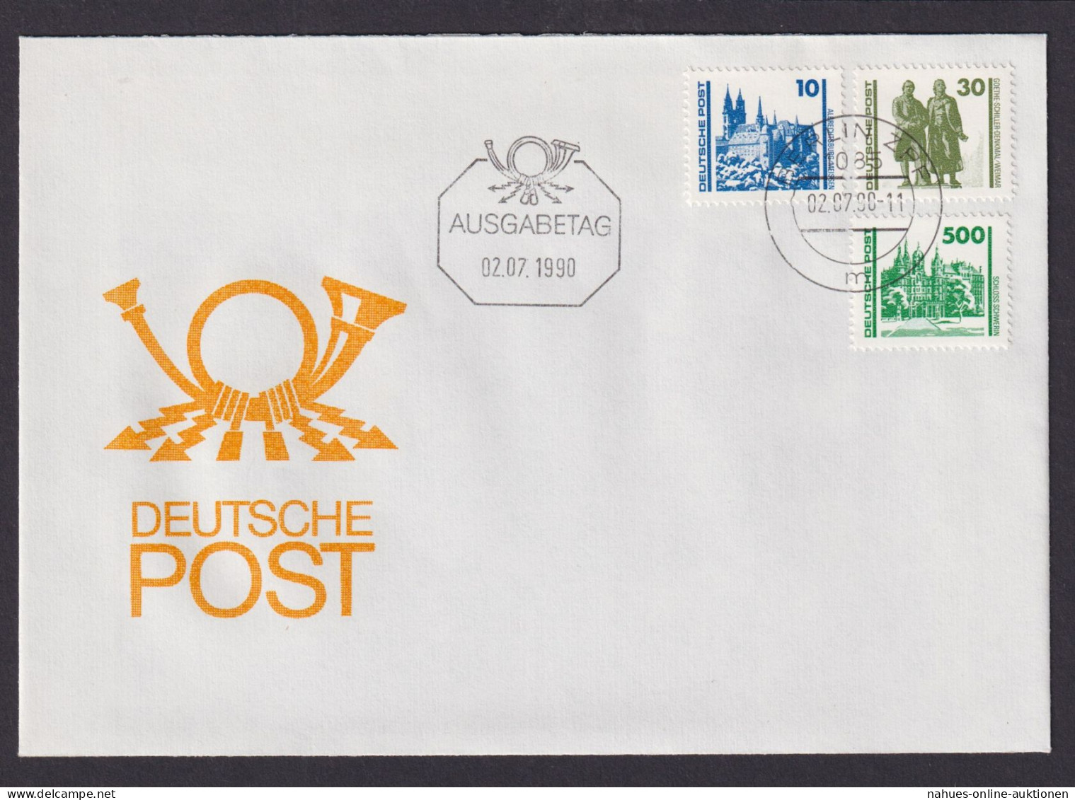DDR 3344-3352 Bauwerke Drei Luxus FDC Ausgabetag 02.07.1990 Berlin KatWert 30,00 - Covers & Documents