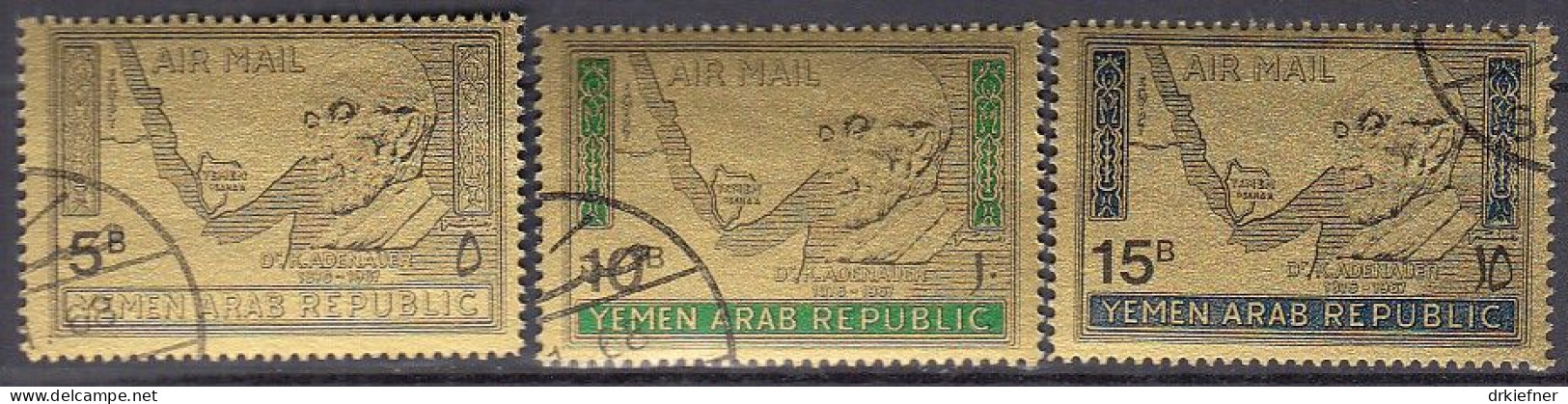 JEMEN Arab.Republik  719-721, Gestempelt, Konrad Adenauer, Auf Goldfarbenem Papier, 1968 - Yemen