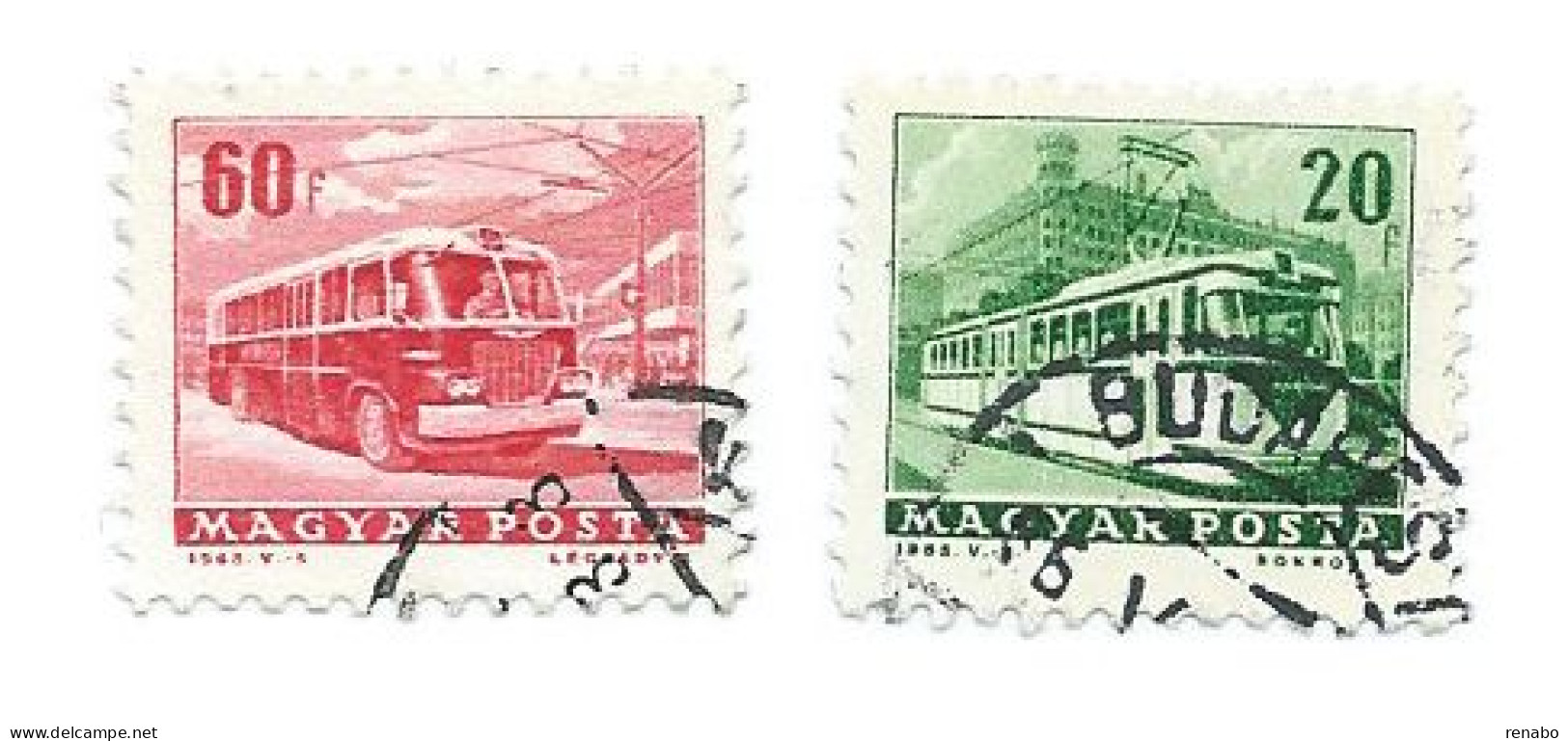 Ungheria, Hungary 1963 ; Due Francobolli Raffigurano Un Bus ; Used. - Bus