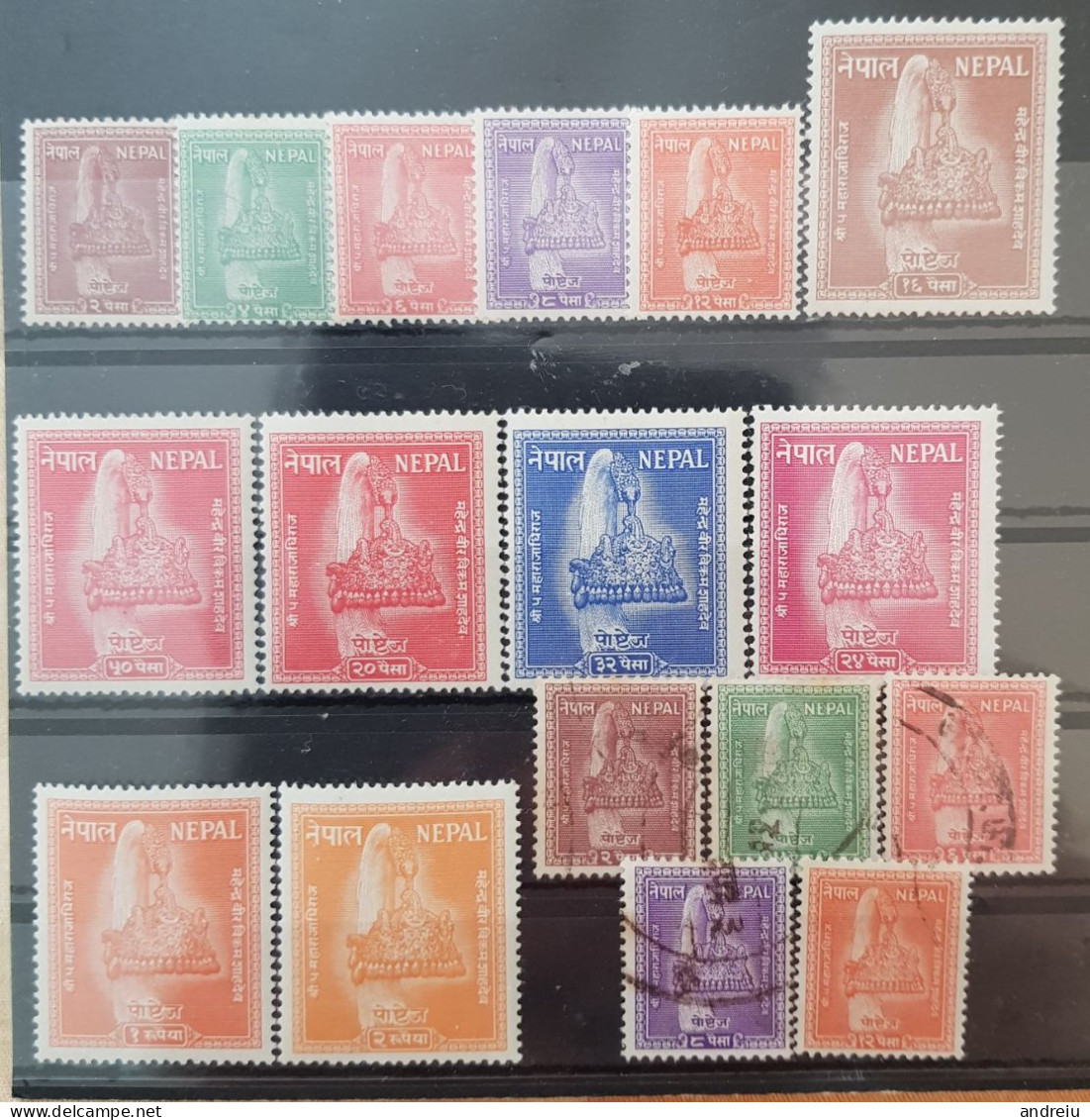 1954 Nepal -  King Tribhuvana, Full Set Of 12v. And Extra, Mi. 68/79 Scott 60/71 SG73/84 MLH - Népal