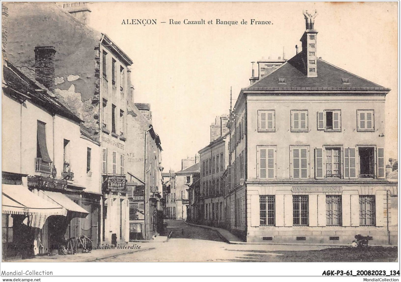 AGKP3-0256-61 - ALENCON - Rue Cazault Et Banque De France  - Alencon