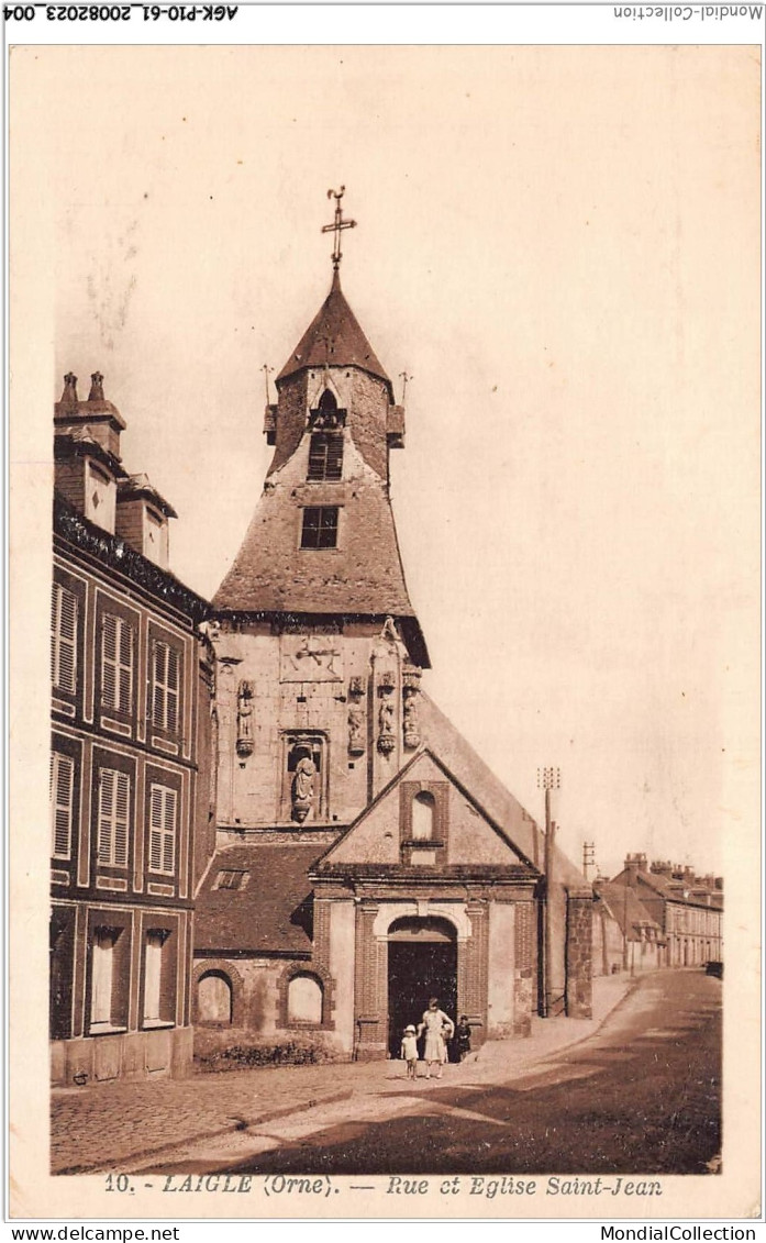 AGKP10-0813-61 - LAIGLE - Rue Et église Saint-jean  - L'Aigle