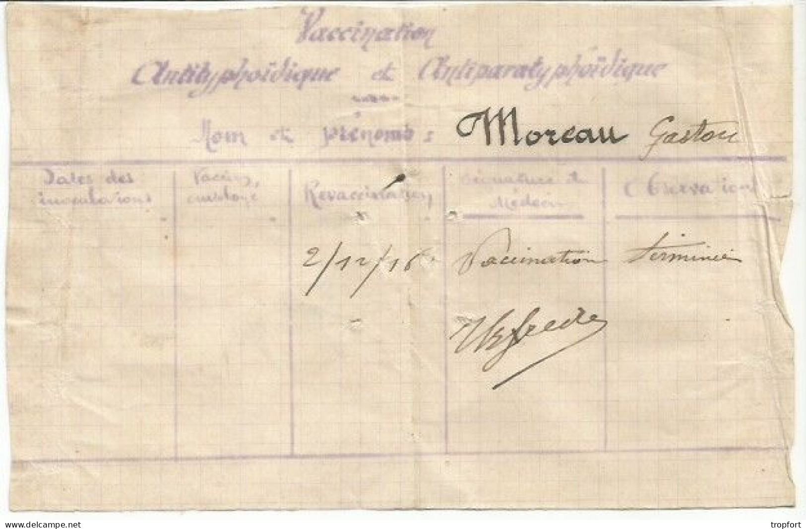 LIVRET MILITAIRE Gaston MOREAU  Noisy Le Sec WW1   CLASSE  1915 Miltaria - Documenten