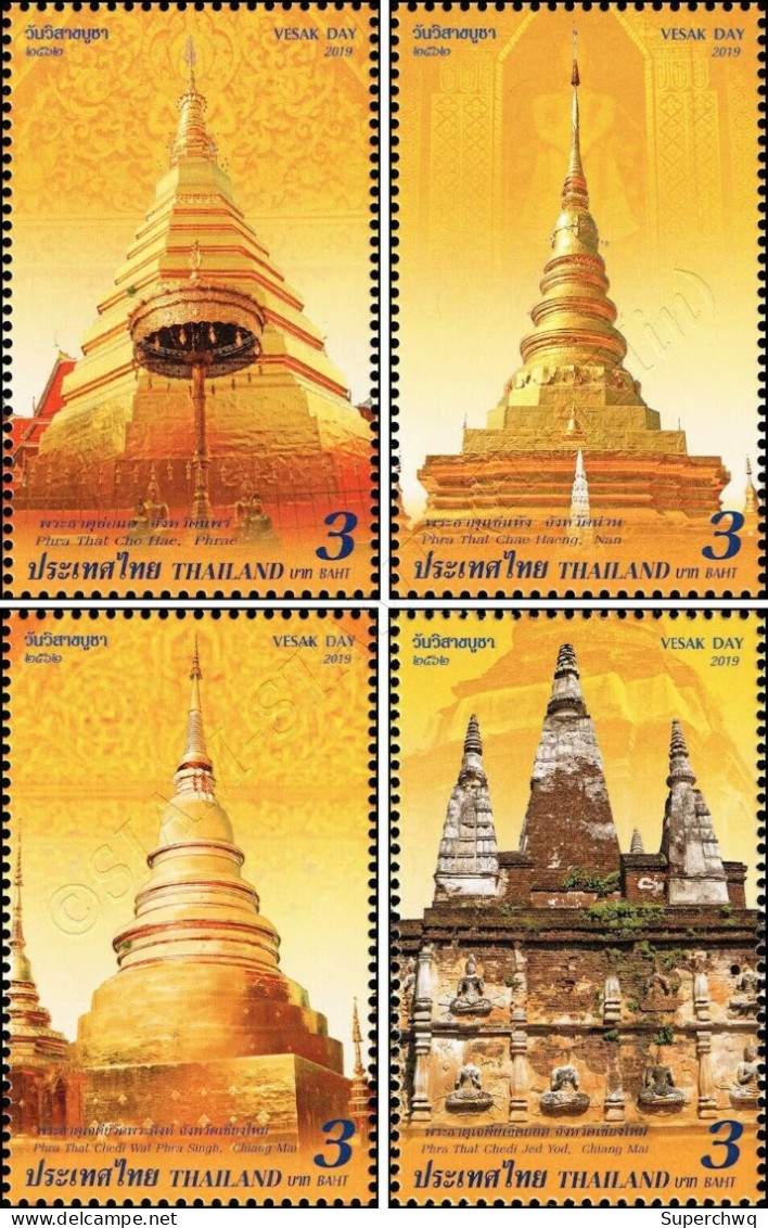 Thailand 2019 Weisai Festival Pagoda Architecture,4v MNH - Thailand