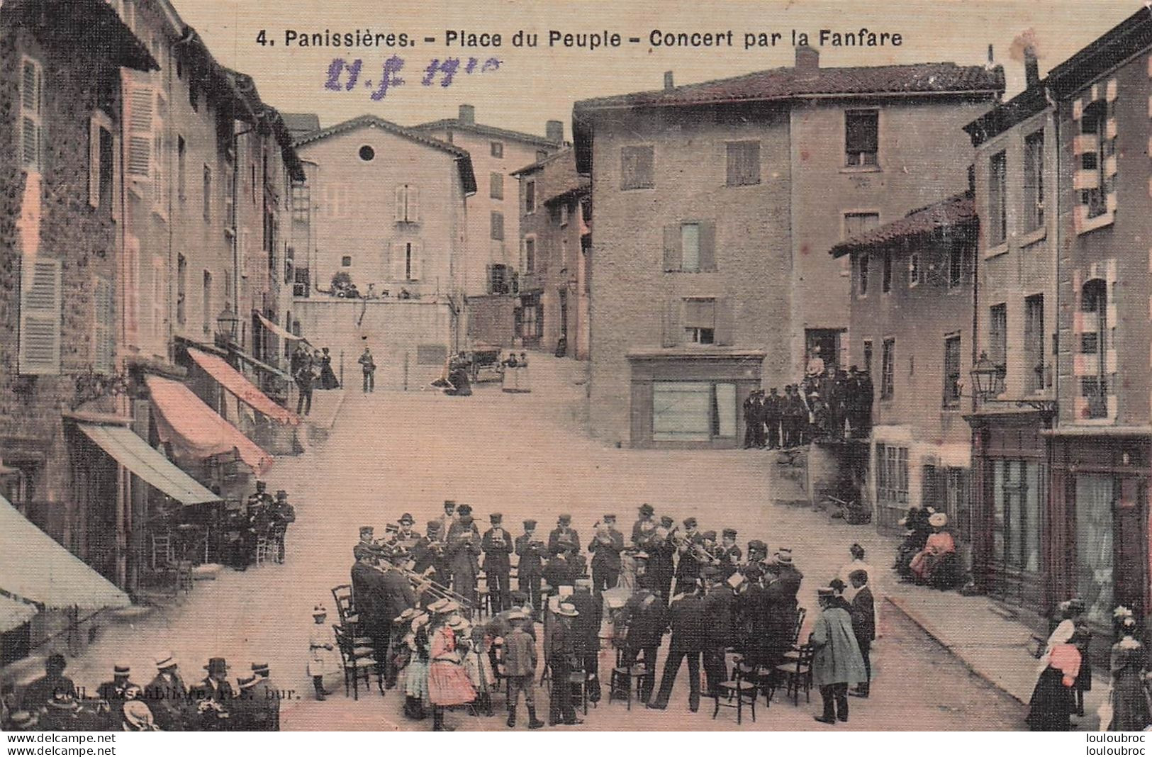 PANISSIERES PLACE DU PEUPLE CONCERT PAR LA FANFARE TOILEE COULEUR 1910 - Sonstige & Ohne Zuordnung