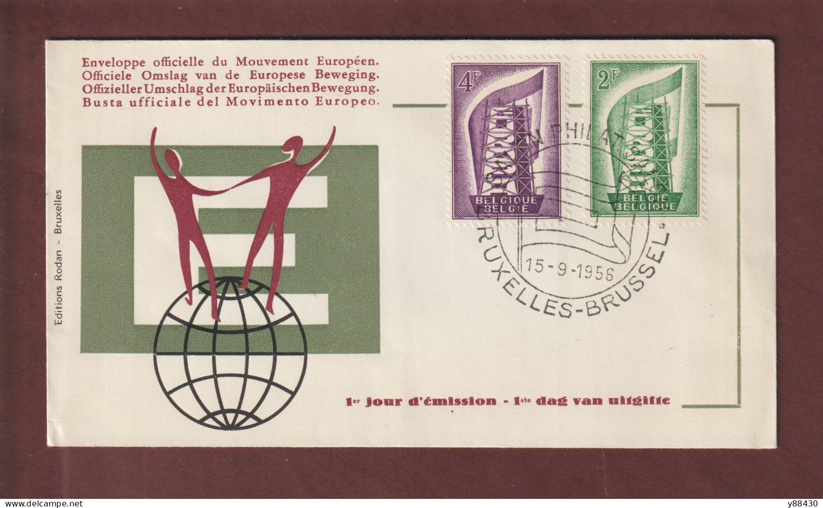 BELGIQUE - 994 & 995 De 1956 - Enveloppe 1er Jour à BRUXELLES Le 15/09/1956 - EUROPA  - PREMIER TIMBRE EUROPÉEN - 2 Scan - 1951-1960