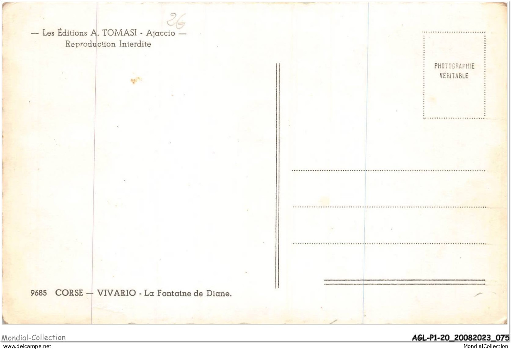 AGLP1-0038-20 - CORSE - VIVARIO - La Fontaine De Diane - Autres & Non Classés