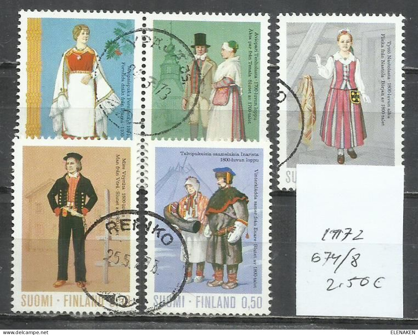 2795A-SUOMI FINLAND FINLANDIA SERIE COMPLETA COSTUMBRES, FOLKLORE, TRAJES 1972 Nº 678/678 - Used Stamps