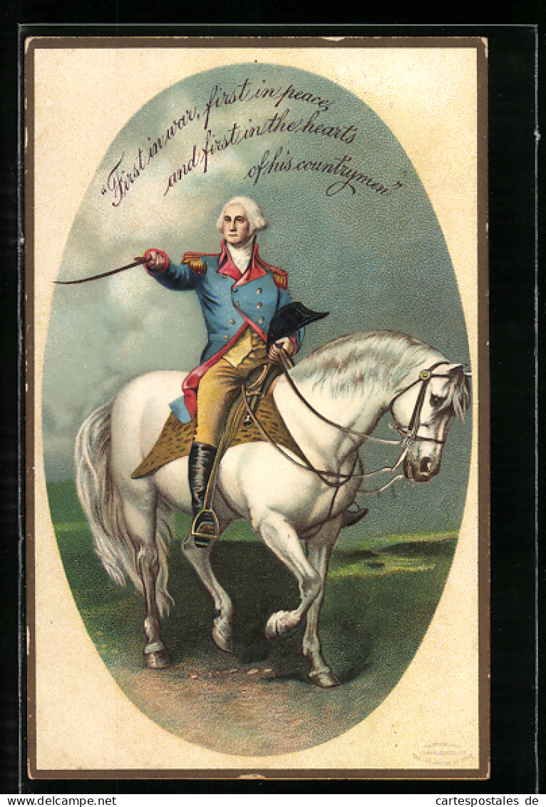 Künstler-AK George Washington Mit Degen Auf Pferd  - Hombres Políticos Y Militares