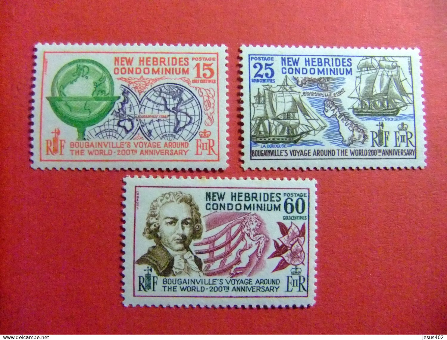 55 NEW HEBRIDES 1968 / BICENT. VUELTA AL MUNDO ( BOUGAINVILLE ) / YVERT 270 / 272 MNH - Unused Stamps