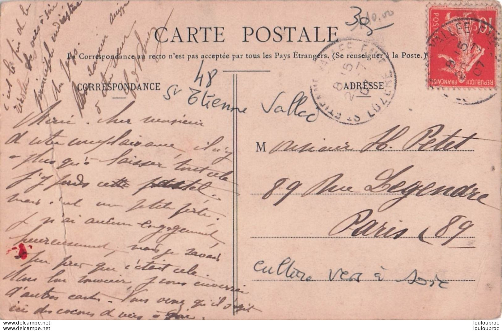 SAINT ETIENNE LA VALLEE FRANCAISE CULTURE DU VERS A SOIE 1907 - Other & Unclassified