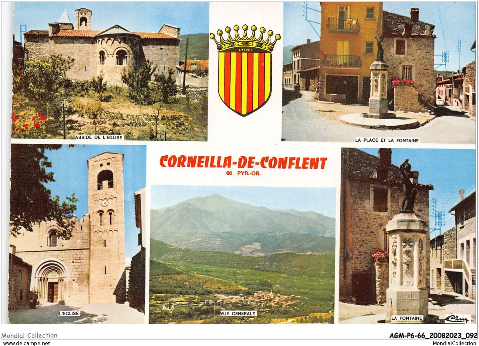 AGMP6-0475-66 - CORNEILLA-DE-CONFLENT - Abside De L'église - La Place Et La Fontaine - L'église - Vue Générale - Prades