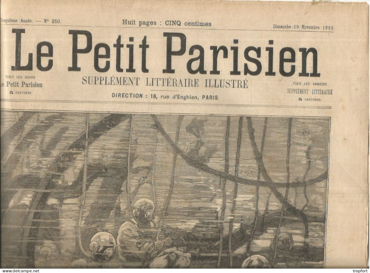Journal LE PETIT PARISIEN  1893   SCAPHANDRIER SANTANDER  Deep Sea Divers - Le Petit Parisien