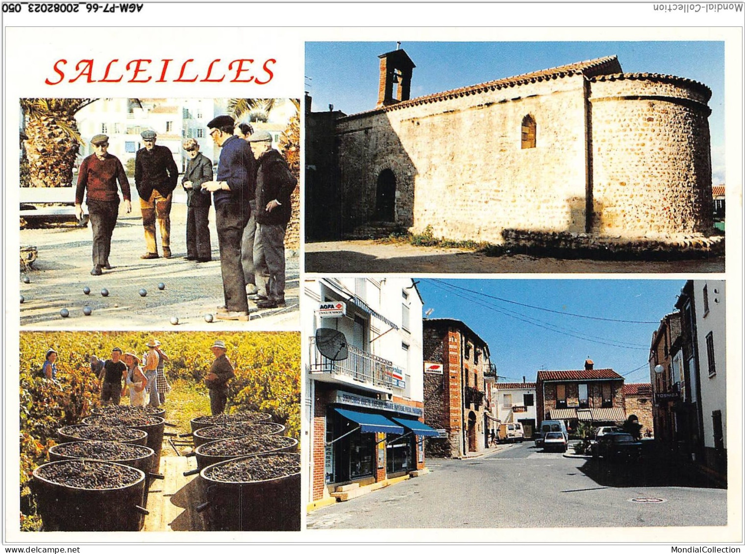 AGMP7-0522-66 - SALEILLES - La Place Et La Chapelle Romane  - Andere & Zonder Classificatie