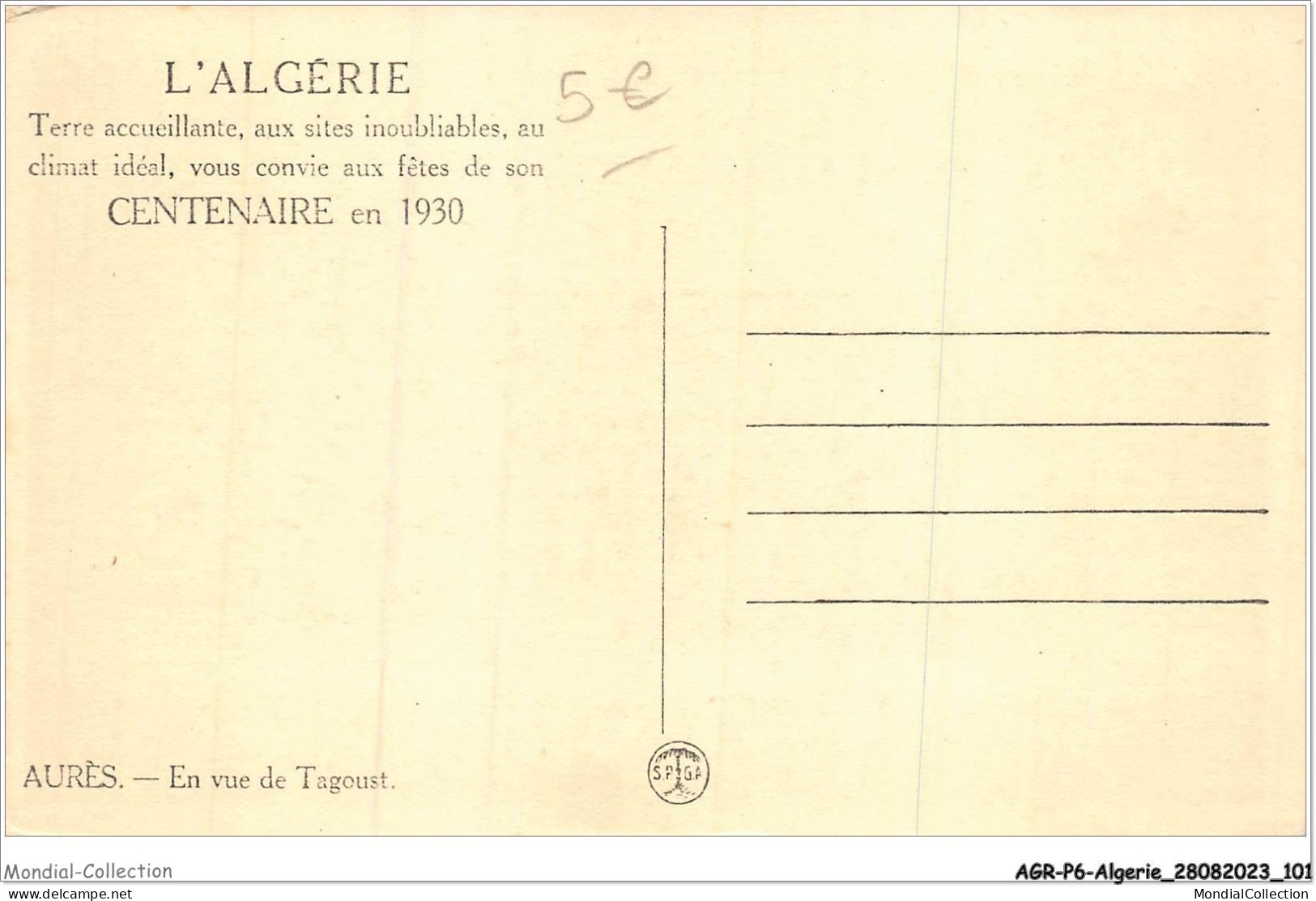 AGRP6-0457-ALGERIE - Aures - En Vue De Tagoust - Andere & Zonder Classificatie