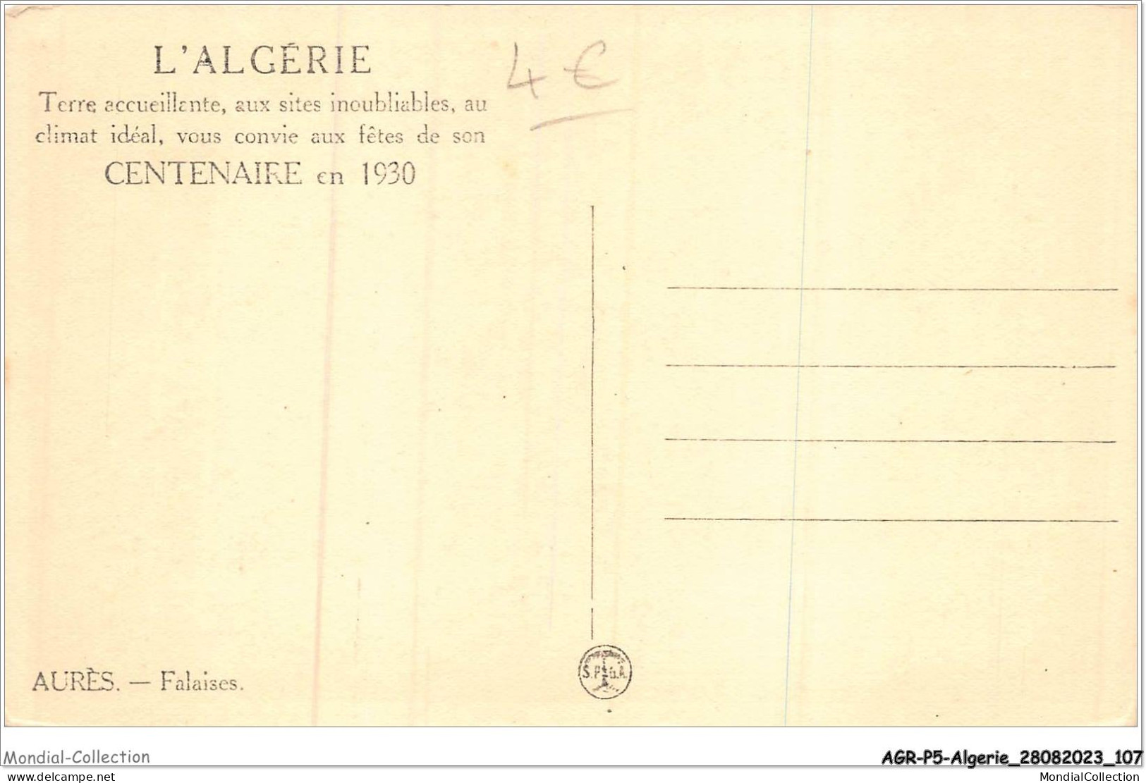 AGRP5-0383-ALGERIE - AURES - Falaises - Autres & Non Classés