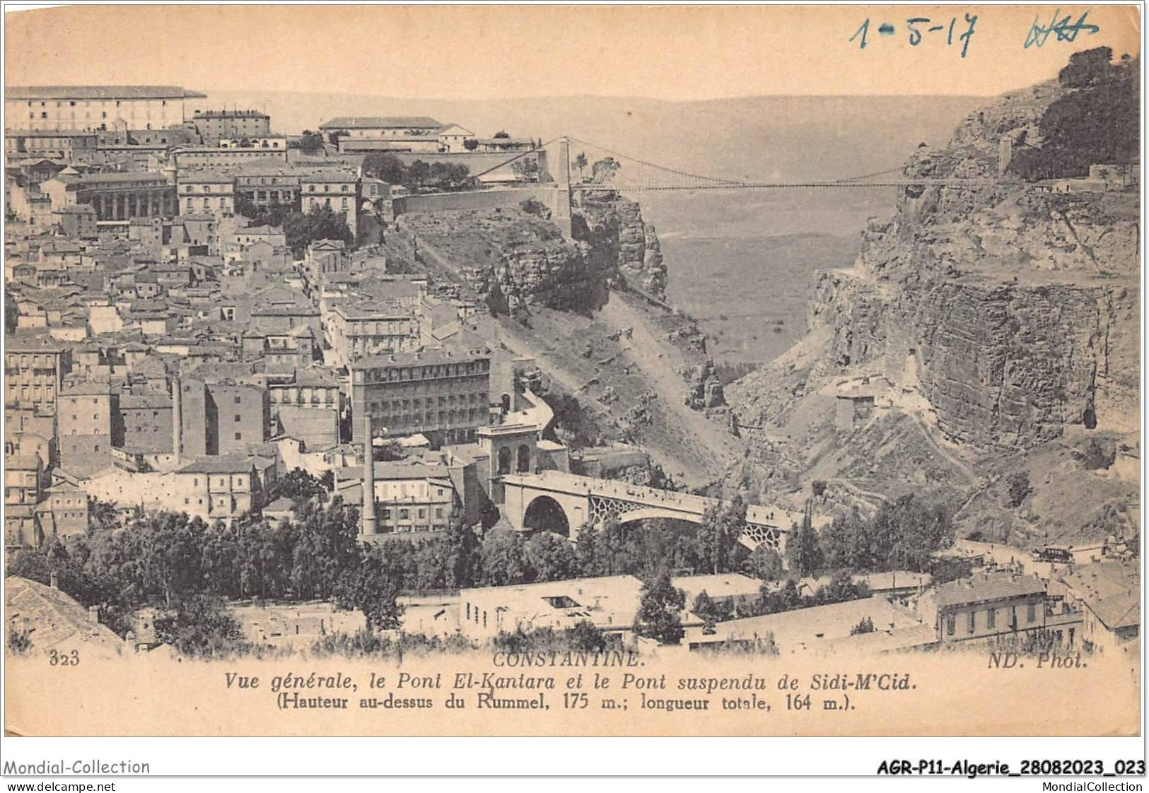 AGRP11-0787-ALGERIE - CONSTANTINE - Vue Générale - Le Pont El-kantara Et Le Pont Suspendu De Sidi-m'cid  - Konstantinopel