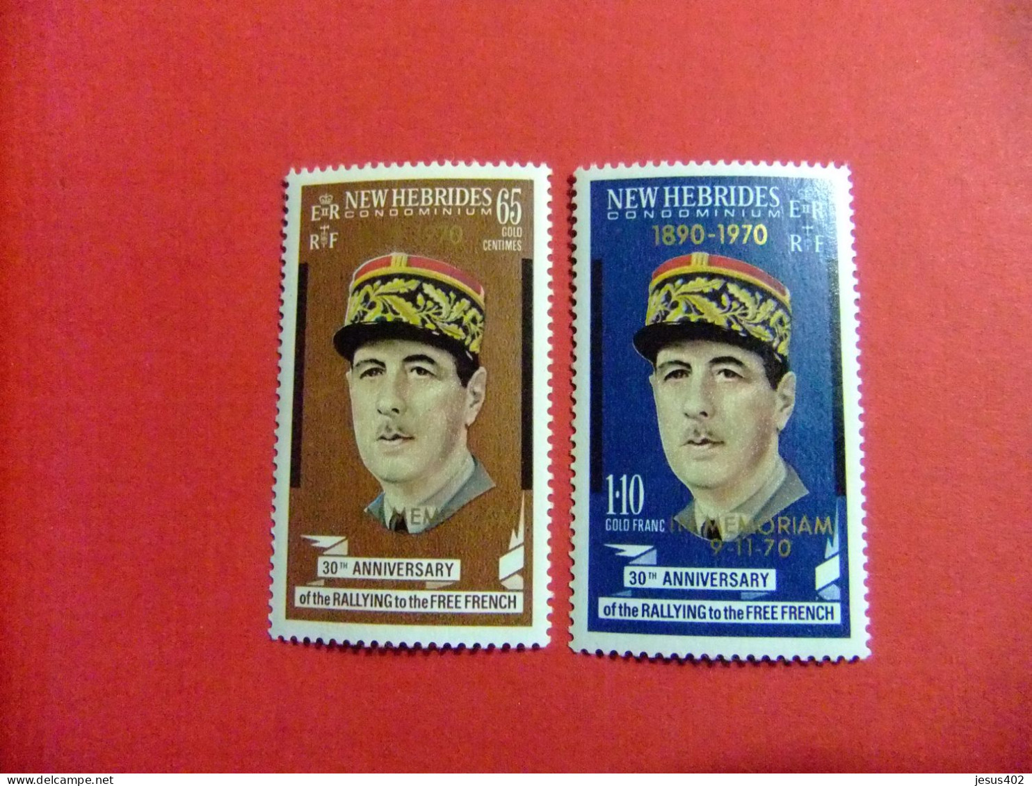 55 NEW HEBRIDES 1970 / GENERAL De GAULLE / YVERT 296 / 297 MNH - De Gaulle (Général)