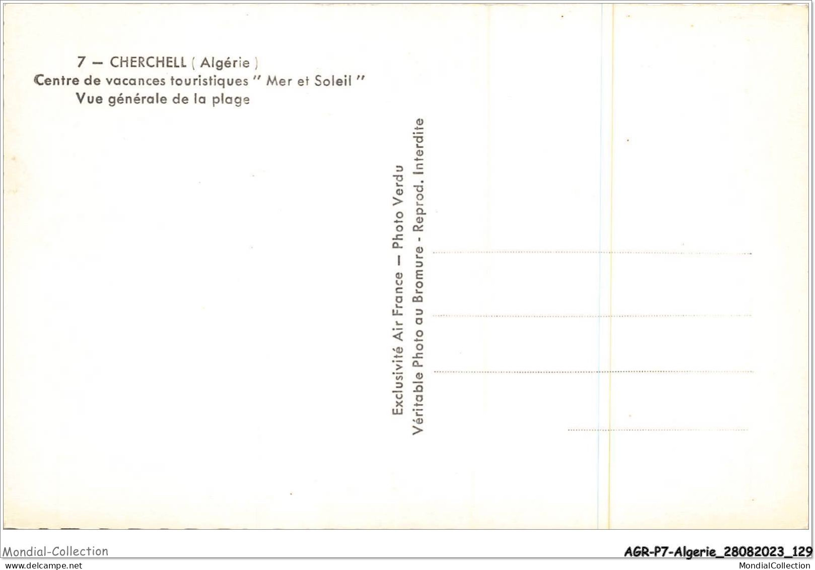 AGRP7-0544-ALGERIE - CHERCHELL - Centre De Vacances Touristiques - Mer Et Soleil - Vue Générale De La Plage - Andere & Zonder Classificatie