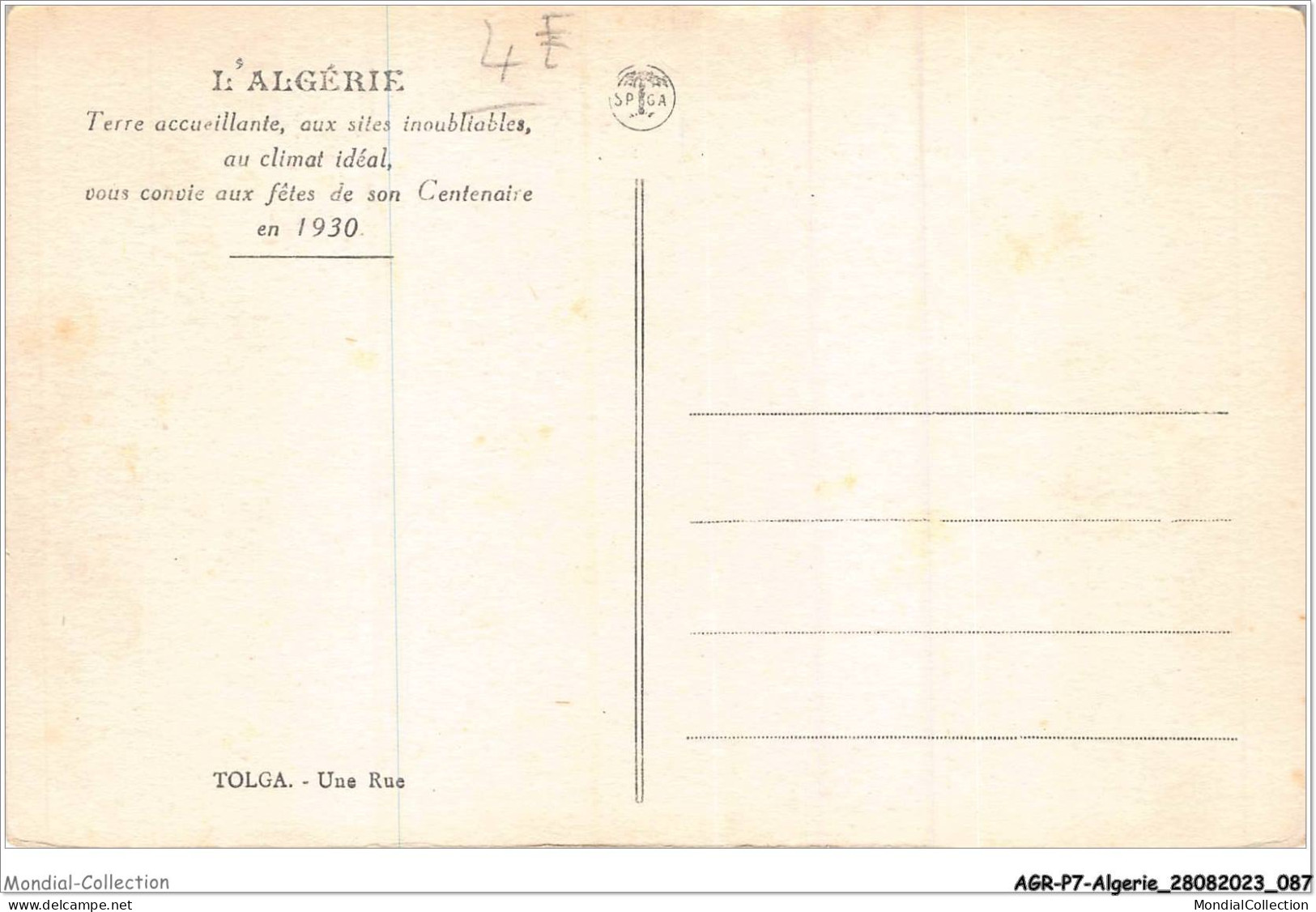 AGRP7-0523-ALGERIE - TOLGA - Une Rue - Andere & Zonder Classificatie