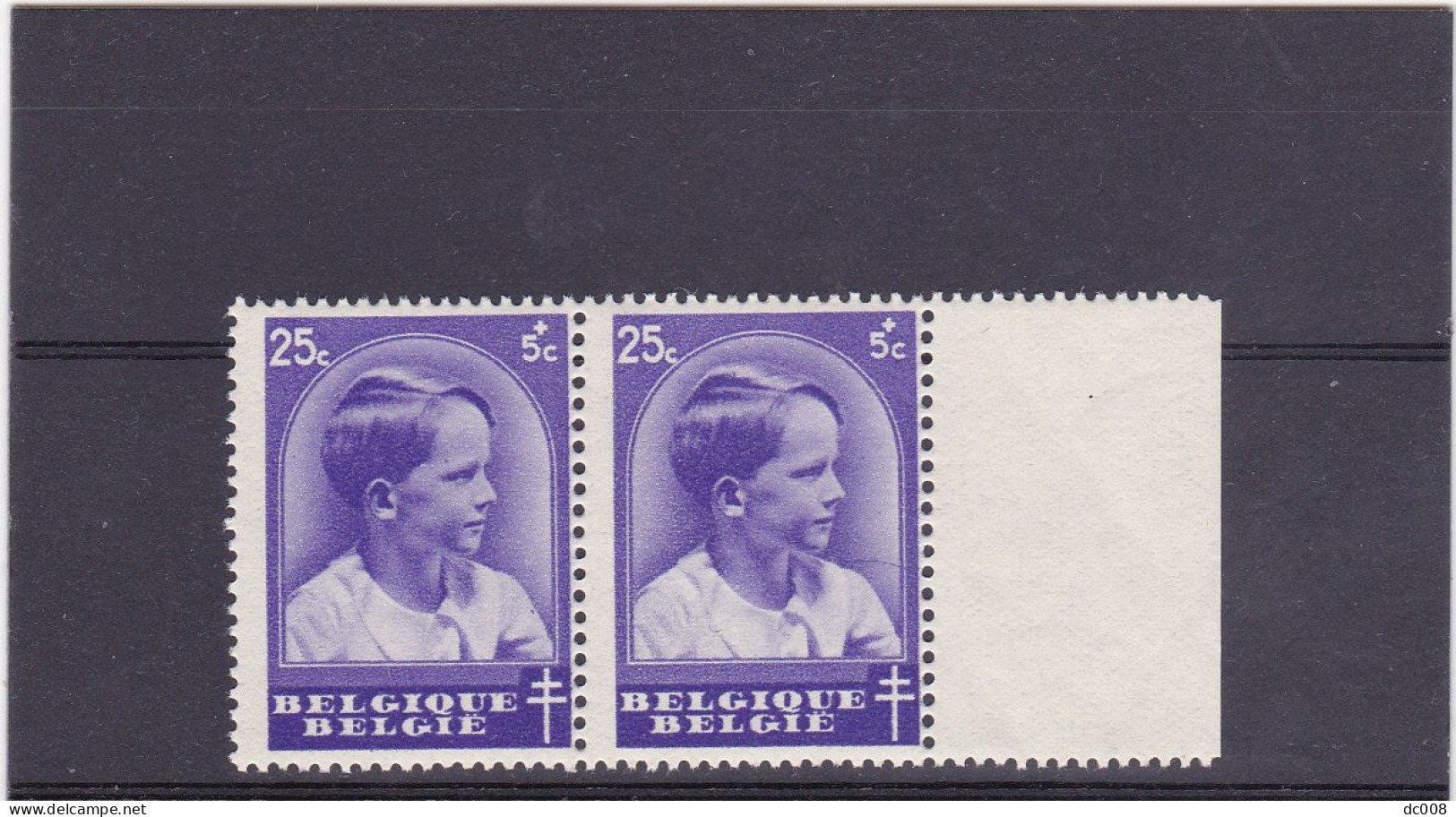 1936-COB 439-V 25c Lijn Boven Schouder-Ligne Au-dessus De L'épaule - Paar/pair - MNH - 1931-1960