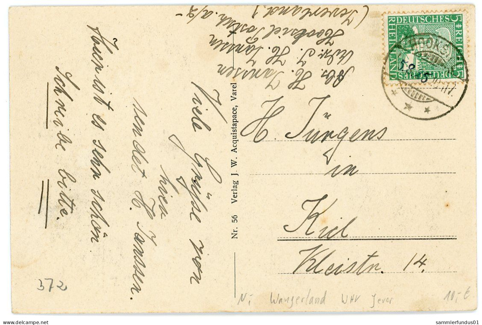 AK/CP Hooksiel   Wangerland  Wilhelmshaven  Jever     Gel/circ. 1925  Erhaltung/Cond. 2  Nr.1750 - Wangerland