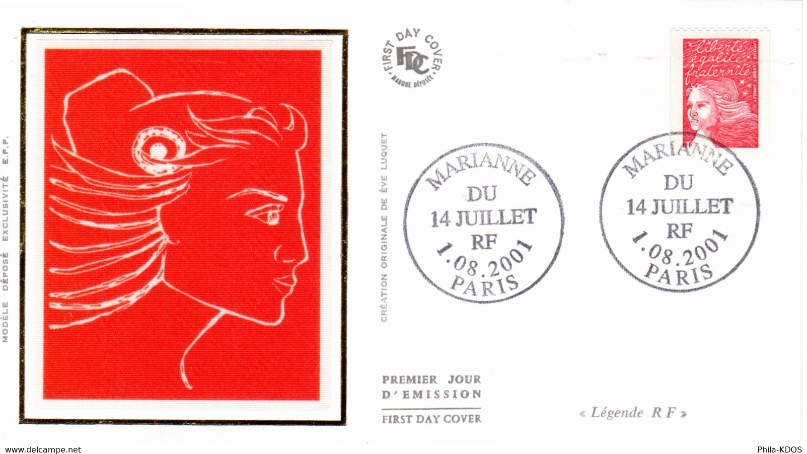 " MARIANNE DU 14 JUILLET " Sur Enveloppe 1er Jour De 2001 . N° YT 3417. FDC à Saisir !!! - 2004-2008 Marianne Of Lamouche