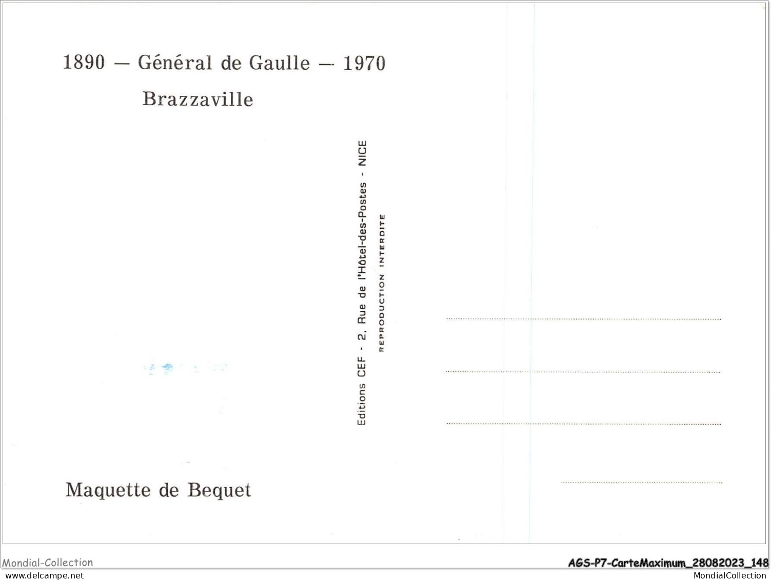 AGSP7-0479-CARTE MAXIMUM - HAUTE MARNE 1971 - General De Gaulle - Brazzaville - 1970-1979