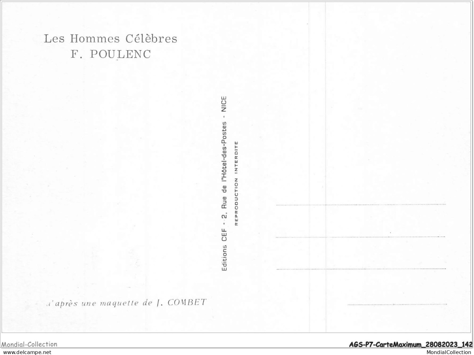 AGSP7-0476-CARTE MAXIMUM - PARIS 1974 - FRANCIS POULENIC 1899-1963 - 1970-1979