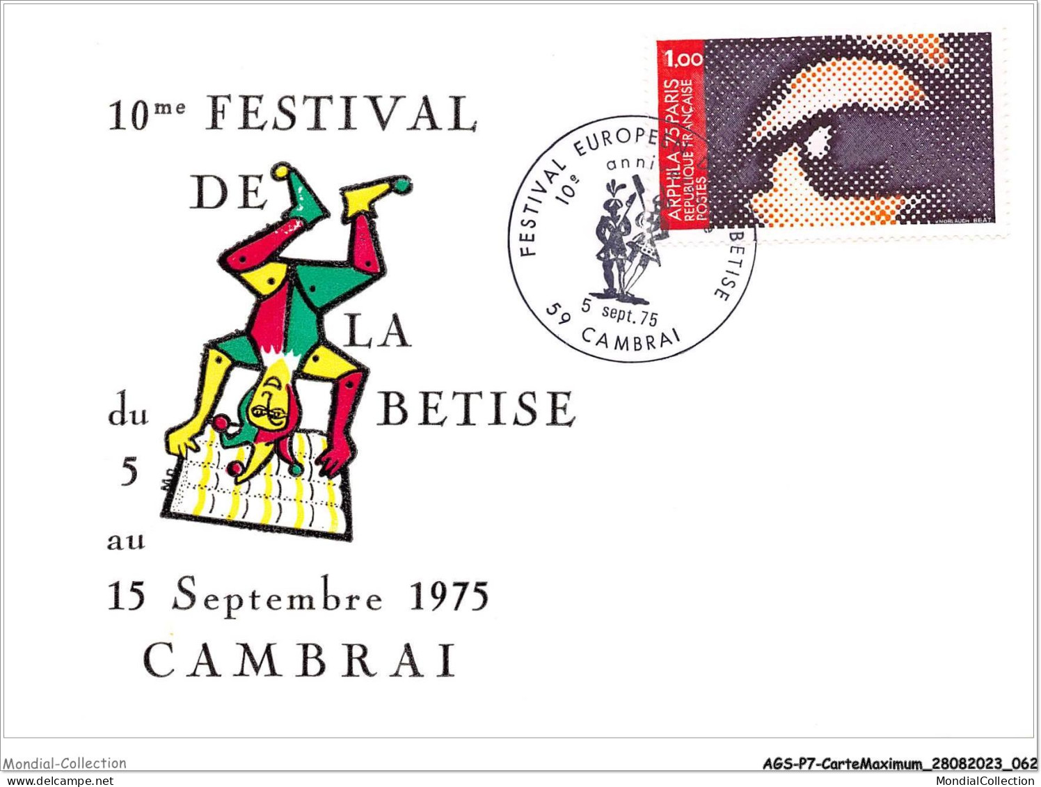 AGSP7-0435-CARTE MAXIMUM - CAMBRAI 1975 - Festival Europeen De La Betise - 1970-1979