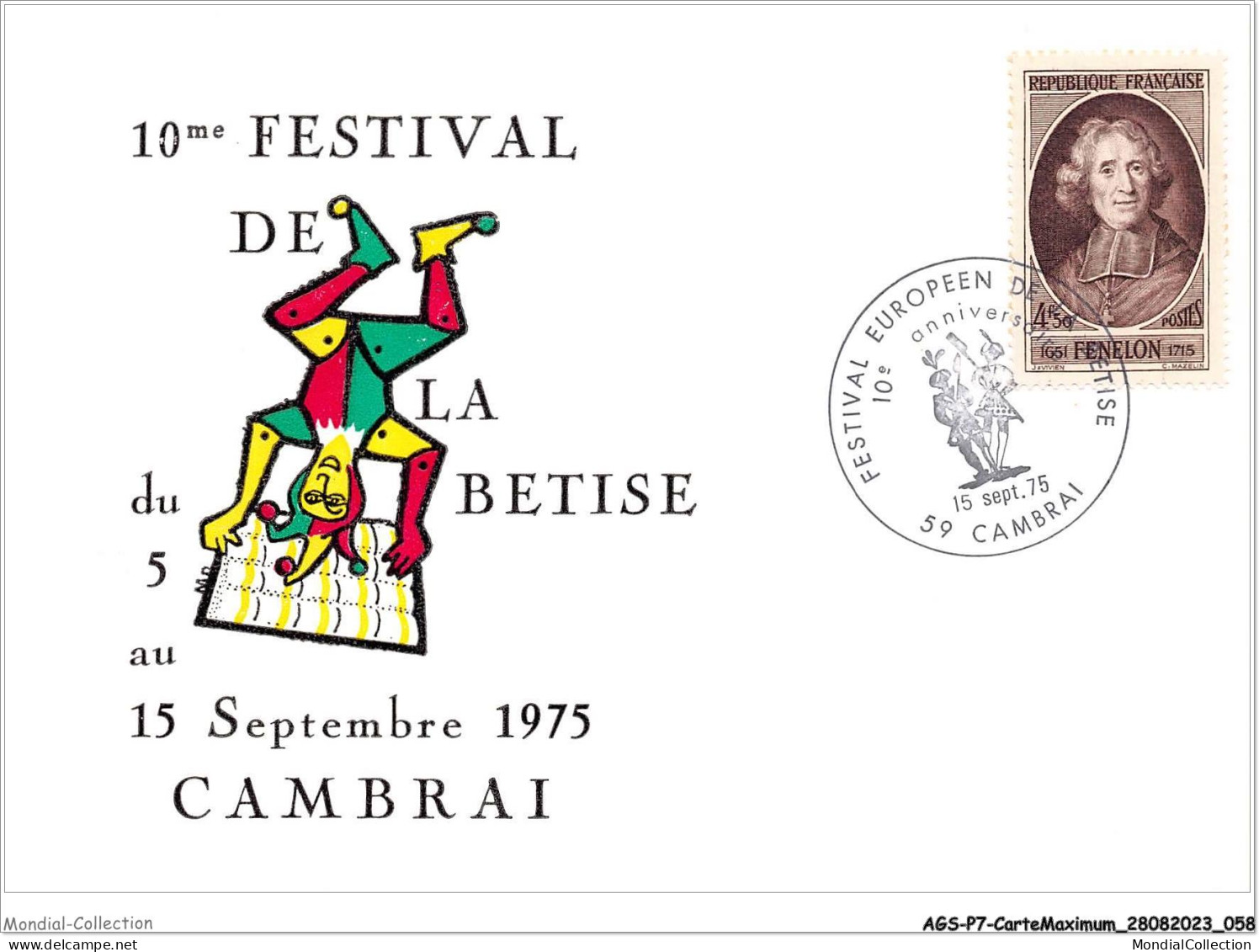 AGSP7-0433-CARTE MAXIMUM - CAMBRAI 1975 - Festival Europeen De La Betise - 1970-1979