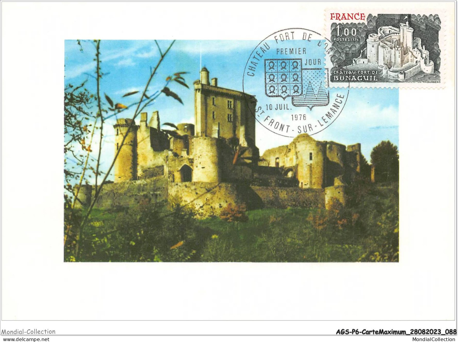 AGSP6-0384-CARTE MAXIMUM - ST-FRONT-SUR-LEMANCE 1976 - Chateau Fort De BONACUIL - 1970-1979