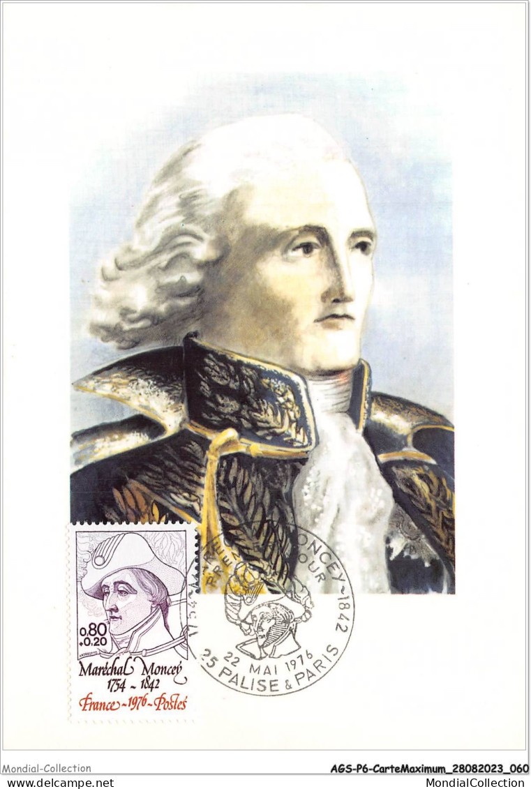 AGSP6-0370-CARTE MAXIMUM - PALISE ET PARIS 1976 - Marechal Moncey 1754-1842 - 1970-1979