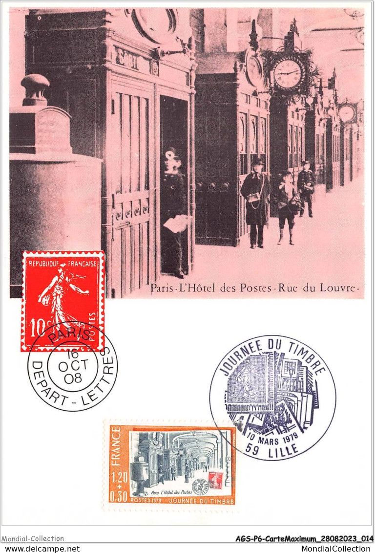 AGSP6-0347-CARTE MAXIMUM - LILLE 1979 - Journee Du Timbre - Paris L'hotel Des Postes-rue Du Louvre - 1970-1979