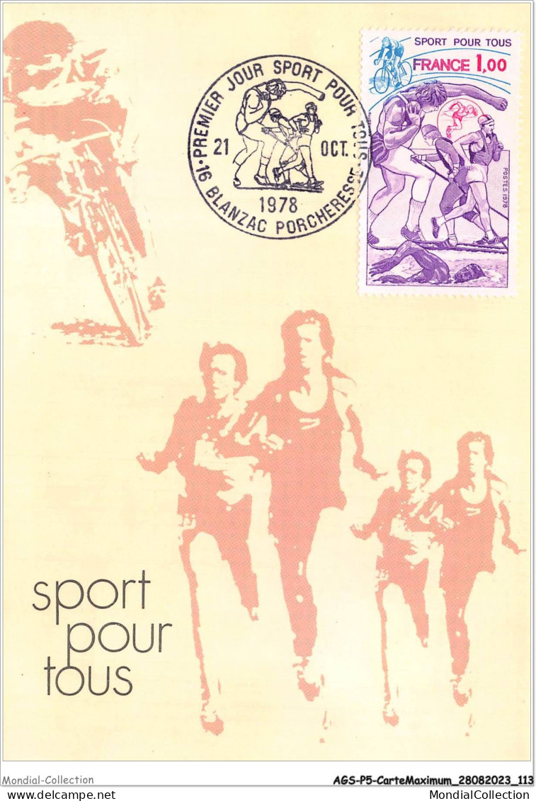 AGSP5-0333-CARTE MAXIMUM - BLANZAC PORCHERESSE 1978 - Premier Jour Sport Pour Tous - 1970-1979