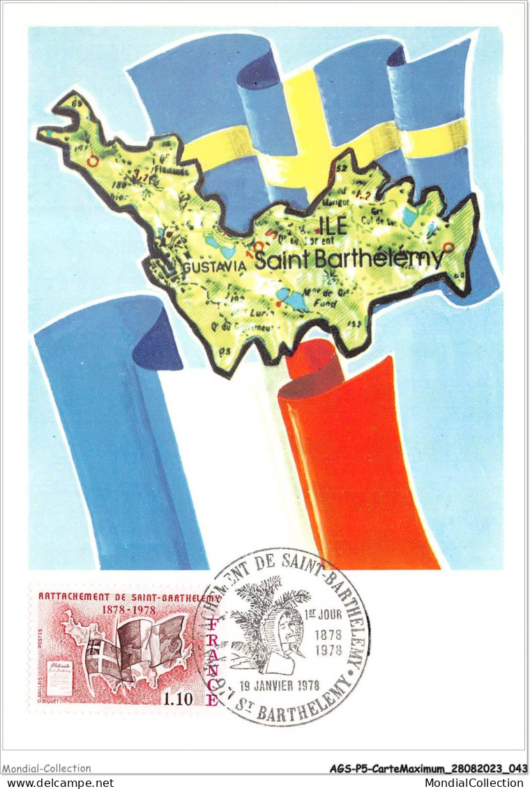 AGSP5-0297-CARTE MAXIMUM - ST BARTHELEMY 1978 - Rattachement D Saint-barthelemy - 1970-1979