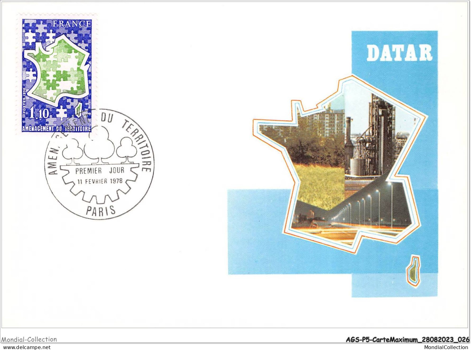 AGSP5-0287-CARTE MAXIMUM - PARIS 1978 - AMENAGEMENT DU TERRITOIRE - 1970-1979