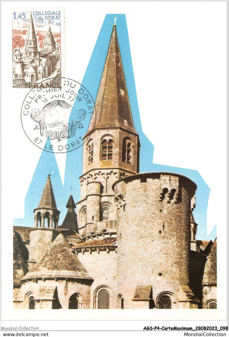 AGSP4-0264-CARTE MAXIMUM - LE DORAT 1977 - Collegiale Du DORAT - 1970-1979