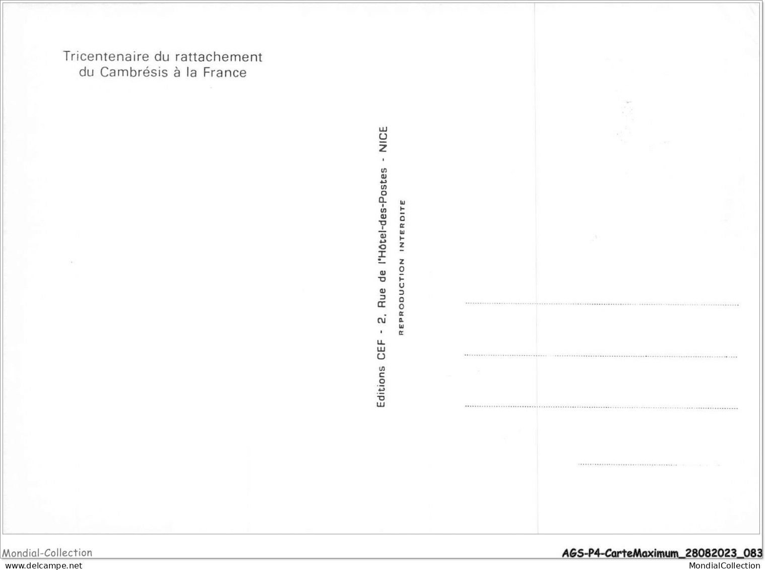 AGSP4-0256-CARTE MAXIMUM - CAMBRAI 1977 - Rattachement Du CAMBRESIS - 1970-1979