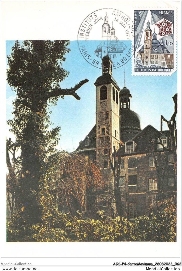 AGSP4-0246-CARTE MAXIMUM - PARIS 1977 - Instututs Catholiques - 1970-1979