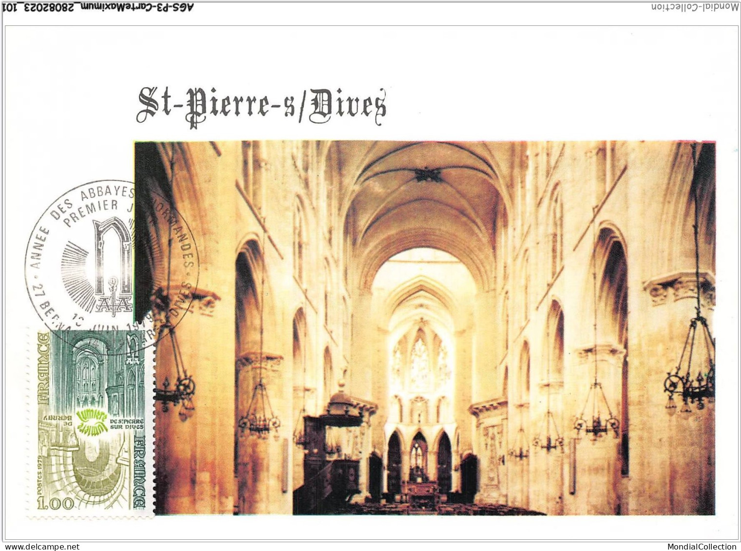 AGSP3-0194-CARTE MAXIMUM - SAINT PIERRE-SUR-DIVES 1979 - Annee Des Abbayes Normandes - 1970-1979