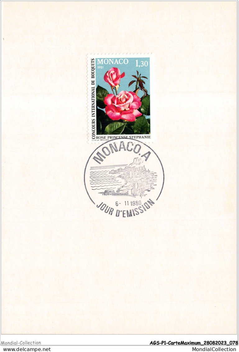 AGSP1-0040-CARTE MAXIMUM - MONACO-A 1980 - Jour D'emission - Rose Princesse Stephanie - Used Stamps