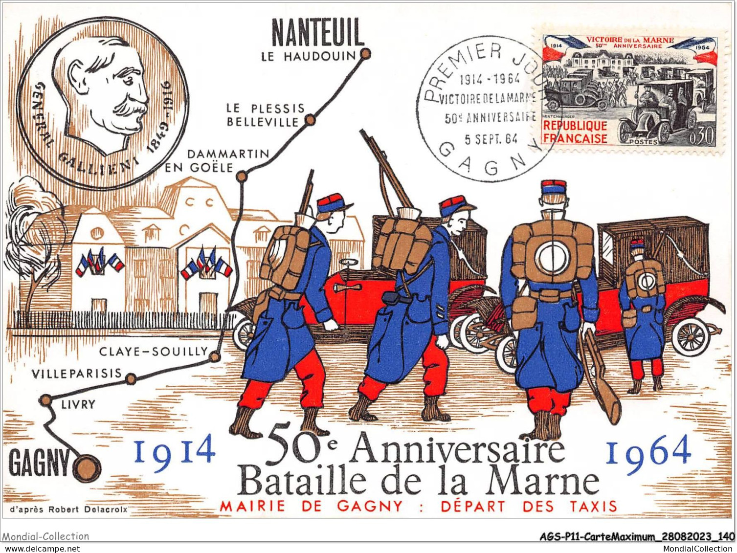 AGSP11-0777-CARTE MAXIMUM - GAGNY 1964 - Victoire De La Marne - 50e Anniversaire - 1960-1969