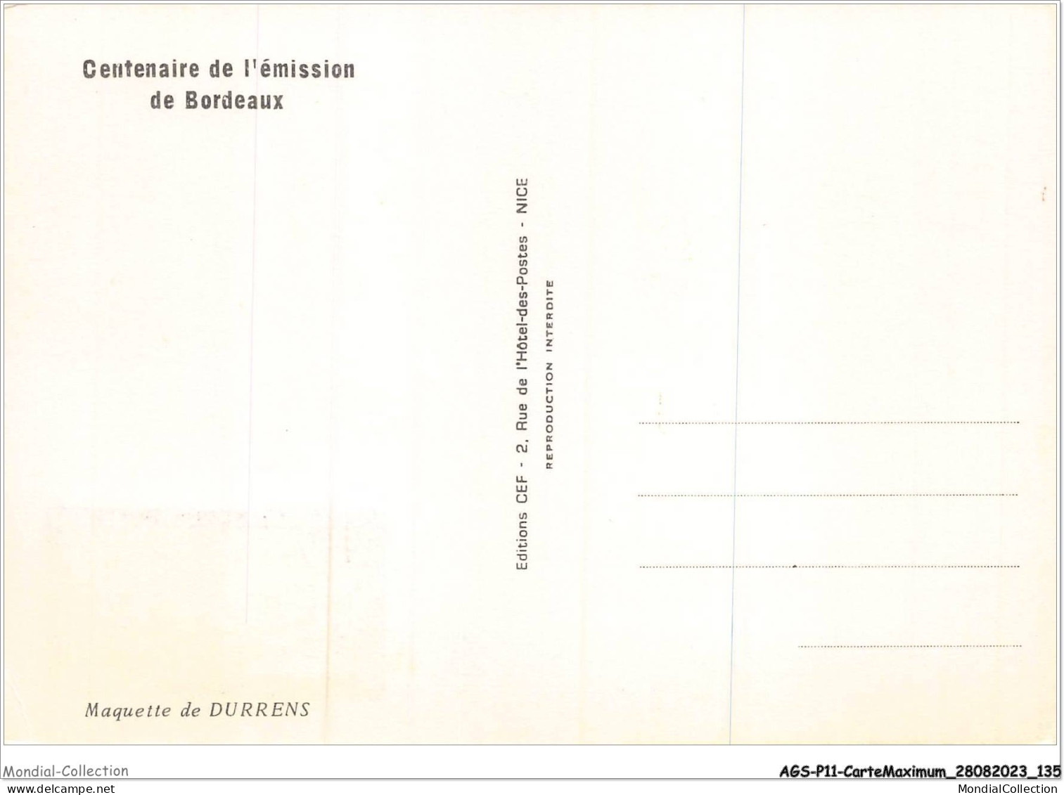 AGSP11-0774-CARTE MAXIMUM - BORDEAUX 1970 - Centenaire De L'emission De Bordeaux - 1970-1979